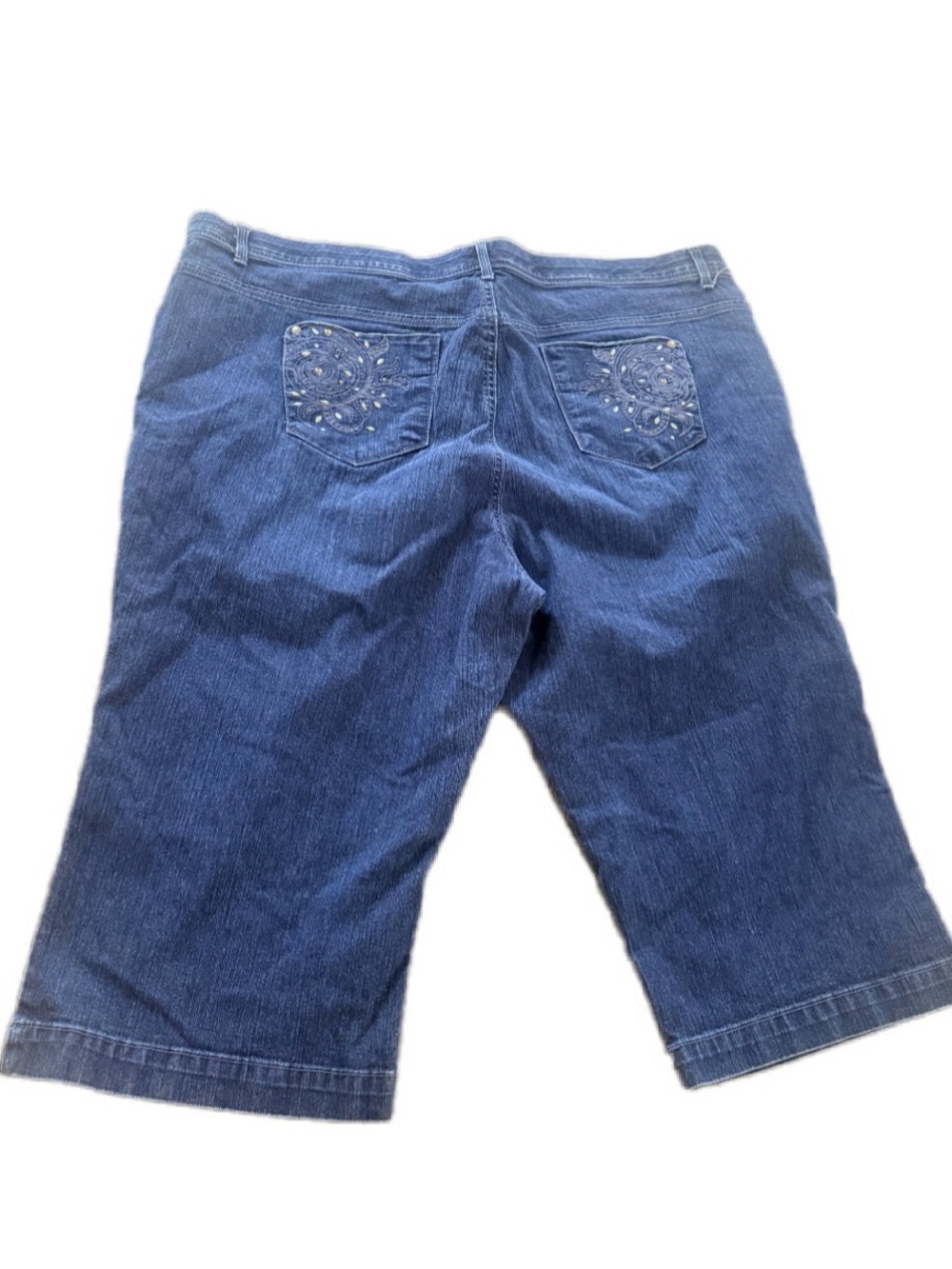 Gloria Vanderbilt Navy Embellished Back-Pocket Cropped Jeans